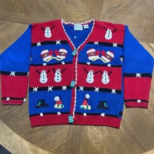 Vintage BellePointe Kids Christmas Cardigan Sweater L 12-14